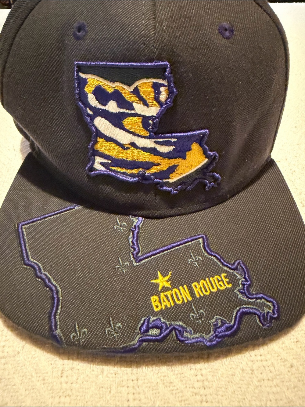 Gray LSU Baton Rouge Louisiana embroidered Patch flatbill SnapBack hat